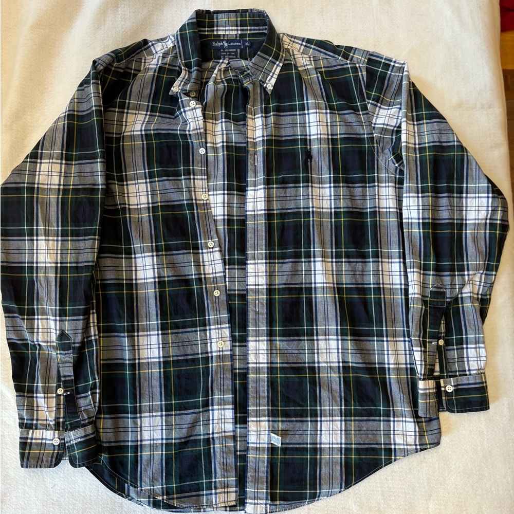 Ralph Lauren XL Plaid Button-Down Cotton Shirt